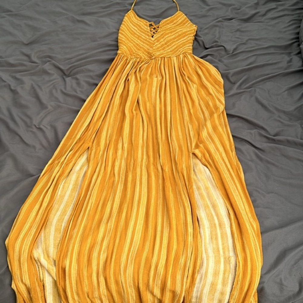 Yellow halter maxi dress